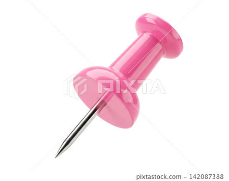 Isolated floating pink thumbtack element Isolated floating pink thumbtack element 142087388