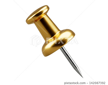 Isolated gold thumbtack element Isolated gold thumbtack element 142087392