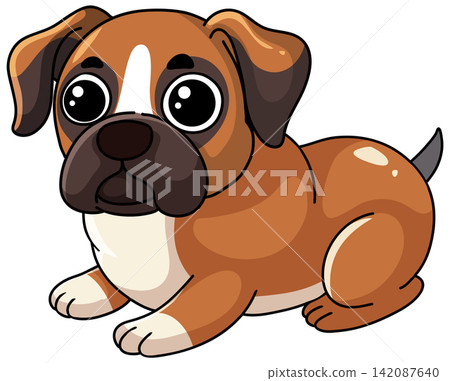 Cute Boxer Puppy Dog Vector Illustration Isolated on White Background Cute Boxer Puppy Dog Vector Illustration Isolated on White Background 142087640