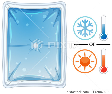 Reusable Hot and Cold Gel Pack with Temperature Icons Reusable Hot and Cold Gel Pack with Temperature Icons 142087692
