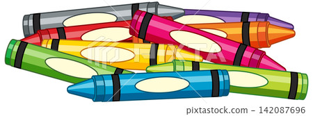 Colorful Wax Crayons Pile Vector Illustration on White Background Colorful Wax Crayons Pile Vector Illustration on White Background 142087696