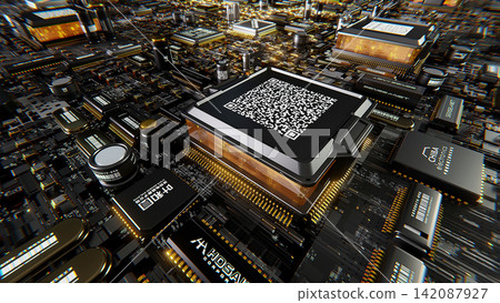 3DCG of a futuristic motherboard 3DCG of a futuristic motherboard 142087927