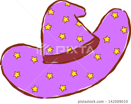 Magical Purple Wizard Witch Hat Hand Drawn Whimsical Illustration Magical Purple Wizard Witch Hat Hand Drawn Whimsical Illustration 142089010