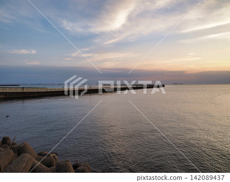 Sunset over the sea Sunset over the sea 142089437