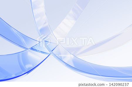 Transparent blue glass ribbons, curved lines 3D pattern. Abstract render background for high tech presentation, corporate design, digital technology, medical banner, wallpaper screen. 3D illustration Transparent blue glass ribbons, curved lines 3D pattern. Abstract render background for high tech presentation, corporate design, digital technology, medical banner, wallpaper screen. 3D illustration 142090237
