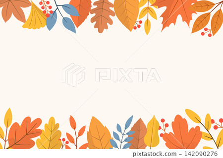 Autumn Leaves and Berries Border Autumn Leaves and Berries Border 142090276