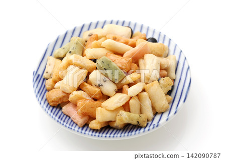 Arare (rice crackers) - a type of confectionery. Arare (rice crackers) - a type of confectionery. 142090787