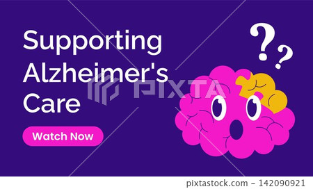 Flat Cartoon World Alzheimer's Day Social Media Thumbnail Healthcare Awareness Background 142090921