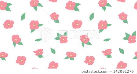 Seamless ditsy pattern with pink abstract flowers, repeating endless vector blossoms for fabric and textile Seamless ditsy pattern with pink abstract flowers, repeating endless vector blossoms for fabric and textile 142091276