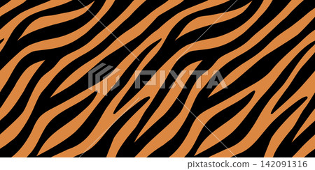 Seamless tiger pattern with stripes. Animal print background perfect for textile design, safari wallpaper projects. Seamless tiger pattern with stripes. Animal print background perfect for textile design, safari wallpaper projects. 142091316