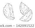 Hand-drawn illustration of anchovy potatoes 142091522