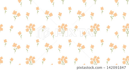 Watercolor seamless floral pattern with tiny blossoms bouquet on white background. Hand painted flower print for fabric, wallpaper, wrapping paper, and spring decor Watercolor seamless floral pattern with tiny blossoms bouquet on white background. Hand painted flower print for fabric, wallpaper, wrapping paper, and spring decor 142091847