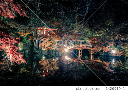Illuminated Maples Reflecting on Benten Pond at Daigo ji Nov 26 2025 142091941