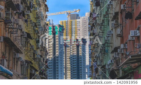 Aug 16 2026 Hong Kong Urban Density Framed by Older Tenement Buildings Aug 16 2026 Hong Kong Urban Density Framed by Older Tenement Buildings 142091956