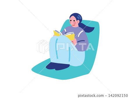 Illustration of a woman reading a book Illustration of a woman reading a book 142092150