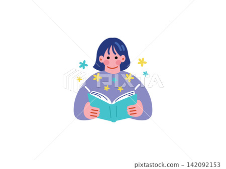 讀一本書的女人的插圖 142092153
