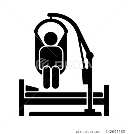 Bed-mounted lift / Pictogram for independent living support and welfare housing environment (black/gray) 142092385