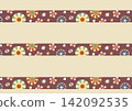 Seamless, colorful Japanese-style floral border material [hand-drawn] with copy space. 142092535