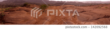 Jingbian Wave Valley, Danxia red sandstone landform in Shaanxi China Jingbian Wave Valley, Danxia red sandstone landform in Shaanxi China 142092568