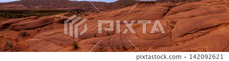 Jingbian Wave Valley, Danxia red sandstone landform in Shaanxi China Jingbian Wave Valley, Danxia red sandstone landform in Shaanxi China 142092621