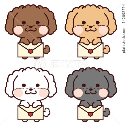 玩具貴賓犬套裝（含字母）/ 白色帶紅色愛心 142092734