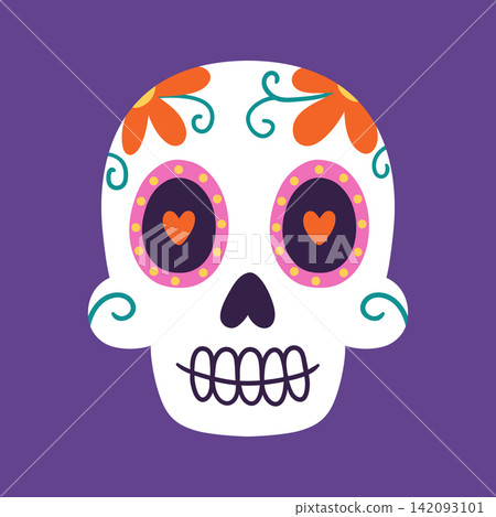 Colorful sugar skull with floral Colorful sugar skull with floral 142093101