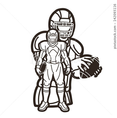 American Football Sport Team Players Mix Action Cartoon Graphic Vector American Football Sport Team Players Mix Action Cartoon Graphic Vector 142093116