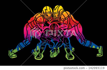 American Football Sport Team Players Mix Action Cartoon Graphic Vector American Football Sport Team Players Mix Action Cartoon Graphic Vector 142093119