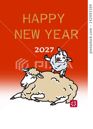 Year of the Sheep New Year's postcard (vertical format, English, 2027 available) Year of the Sheep New Year's postcard (vertical format, English, 2027 available) 142093384