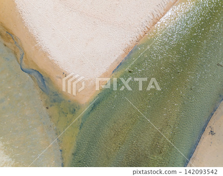 Bird eye view photo of sea beach water surface texture background Bird eye view photo of sea beach water surface texture background 142093542
