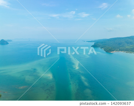 Summer sea in sunny day Drone view landscape nature background Summer sea in sunny day Drone view landscape nature background 142093637