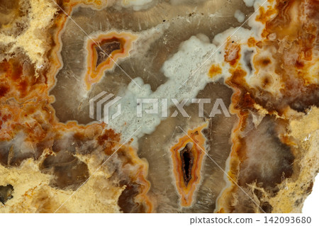 Macro stone Agate mineral on white background Macro stone Agate mineral on white background 142093680