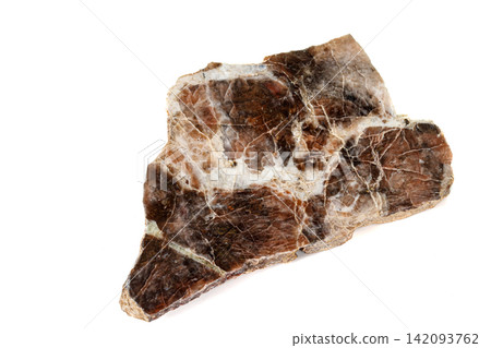 Macro stone Nepheline mineral on white background Macro stone Nepheline mineral on white background 142093762
