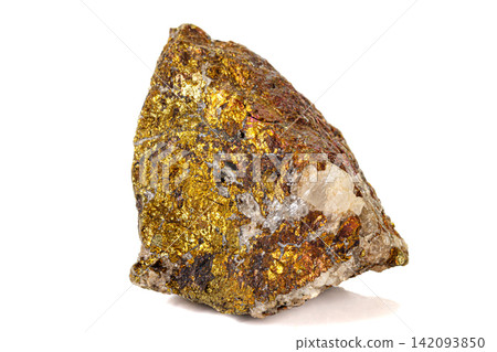 Macro stone Bornite mineral on white background Macro stone Bornite mineral on white background 142093850
