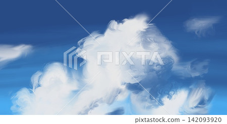 Dark Blue Sky Painterly Cumulus Cloud Background Dark Blue Sky Painterly Cumulus Cloud Background 142093920