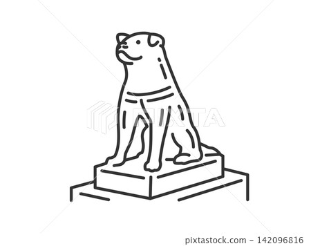 Illustration of the statue of Hachiko the loyal dog (line drawing) Illustration of the statue of Hachiko the loyal dog (line drawing) 142096816