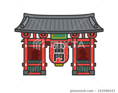 淺草雷門插圖(彩色線條描圖) 淺草雷門插圖(彩色線條描圖) 142096833
