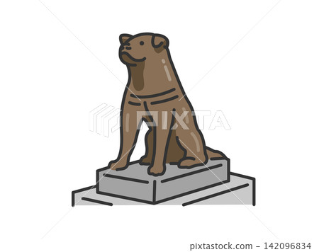 Illustration of the loyal dog Hachiko statue (line drawing in color) Illustration of the loyal dog Hachiko statue (line drawing in color) 142096834