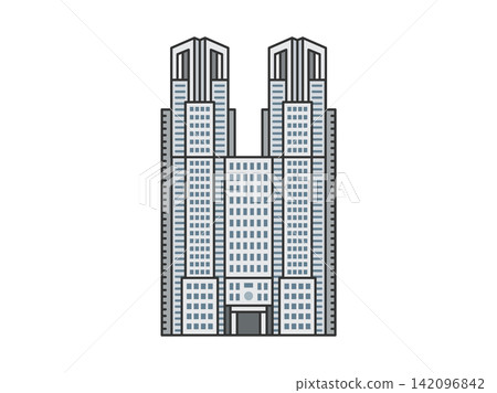 東京都廳大樓插圖(線條描,彩色) 東京都廳大樓插圖(線條描,彩色) 142096842