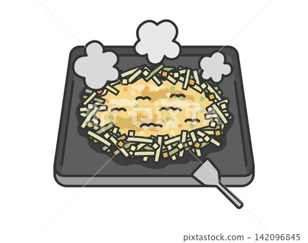 Monjayaki (line art in color) illustration Monjayaki (line art in color) illustration 142096845