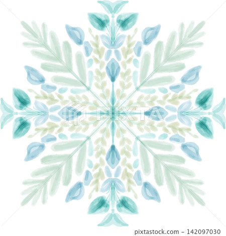 Blue Green Floral Mandala Watercolor Digital Art Blue Green Floral Mandala Watercolor Digital Art 142097030