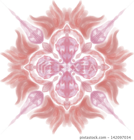 Coral Pink Floral Mandala Watercolor Digital Art Coral Pink Floral Mandala Watercolor Digital Art 142097034