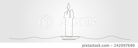 Candle minimalist single line art illustration , candle elegant black and white. Candle minimalist single line art illustration , candle elegant black and white. 142097690