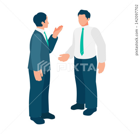 插圖描繪了男性商務人士在商務會議或人脈拓展活動中進行輕鬆交談的場景。 插圖描繪了男性商務人士在商務會議或人脈拓展活動中進行輕鬆交談的場景。 142097702