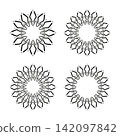 Radial Geometric Patterns in Flower Shape. Elements for Design. 142097842