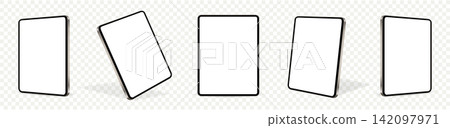 Realistic tablet mockup isolated on transparent background Realistic tablet mockup isolated on transparent background 142097971