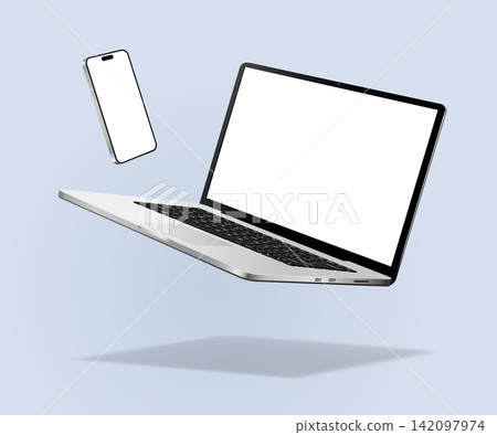 Laptop and smartphone mockup levitation Laptop and smartphone mockup levitation 142097974