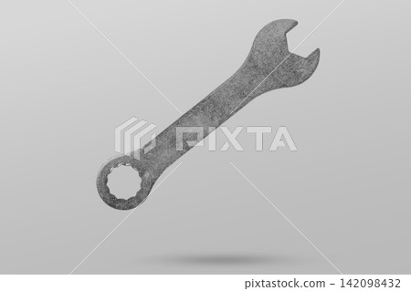 Wrench fly over gray background close up 142098432