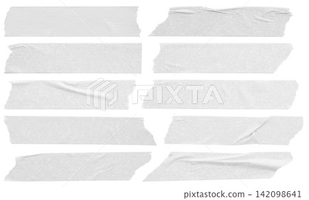 White adhesive paper tape set isolated on white background White adhesive paper tape set isolated on white background 142098641