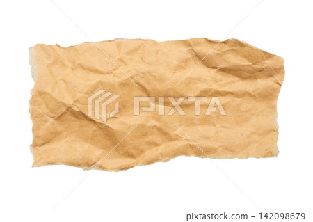 piece of brown paper tear isolated on white background piece of brown paper tear isolated on white background 142098679